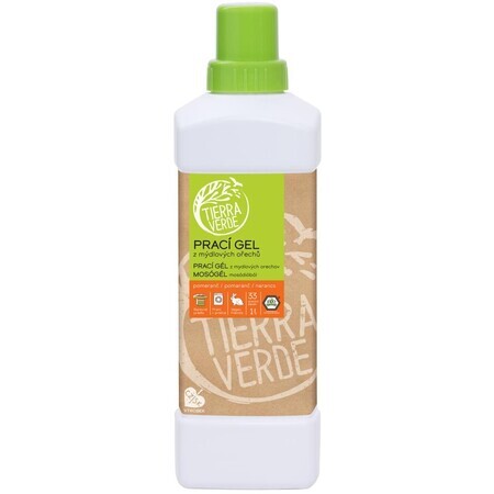 Gel de spălare Tierra Verde Soapnut cu ulei esențial organic de portocale 1 l