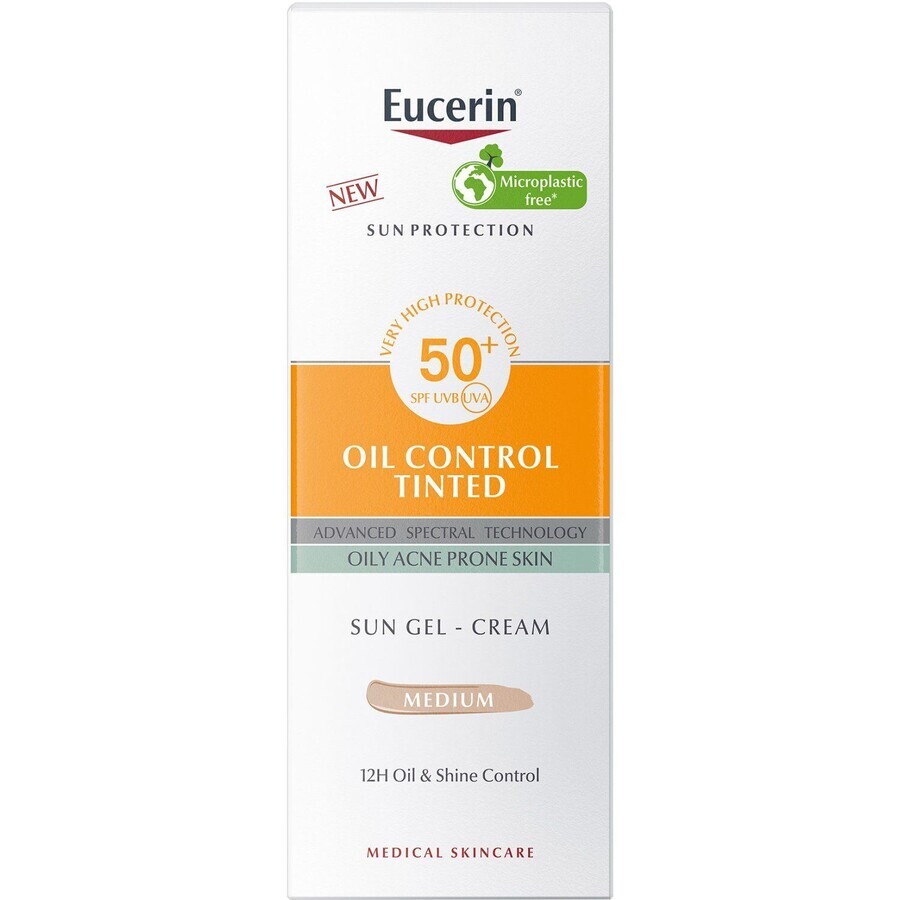 Eucerin Sun Protector Solar Facial Gel Dry Touch OIL CONTROL (medio oscuro) FPS 50+ 50 ml