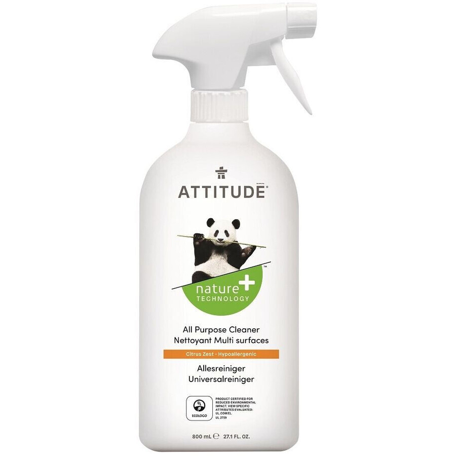 Attitude Detergent universal cu spray cu aromă de coajă de lămâie 800 ml