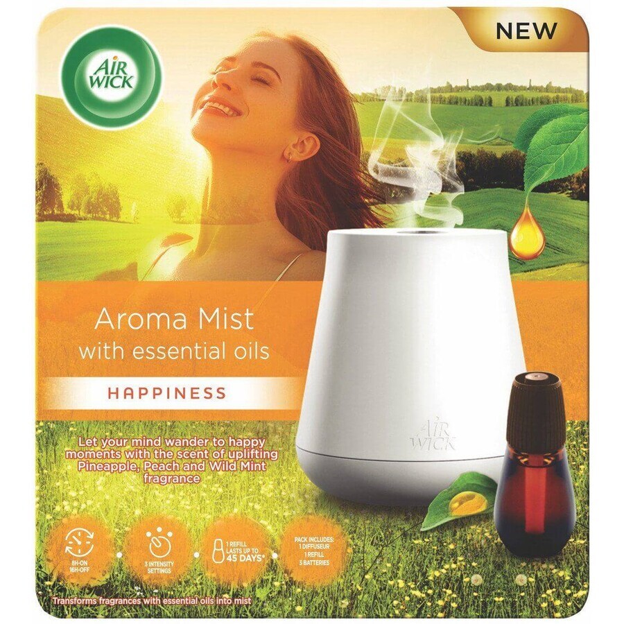 Vaporizator Airwick Aroma Mist cu refill Happy Moments 20 ml