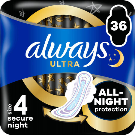 Compresas higiénicas Always Ultra Secure Night (talla 4) con alas 36 unidades