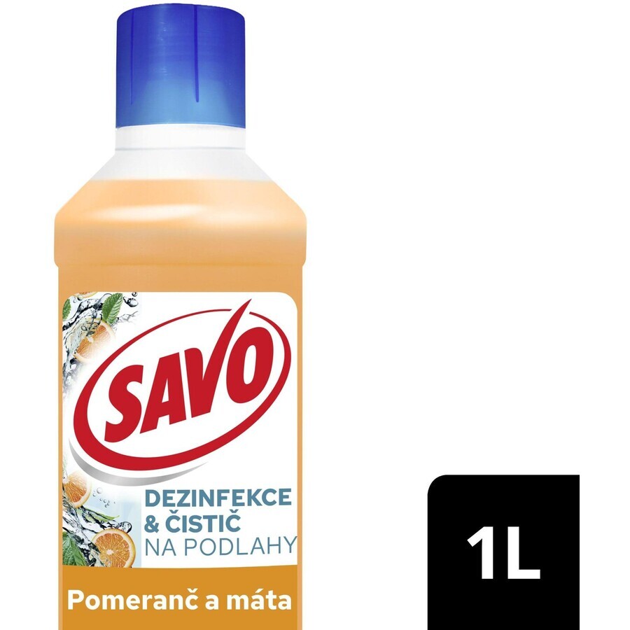 Dezinfectant și detergent pentru podele Savo Portocală și mentă 1 l