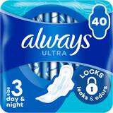 Șervețele sanitare Always Ultra Day & Night (mărimea 3) cu aripi 40 buc