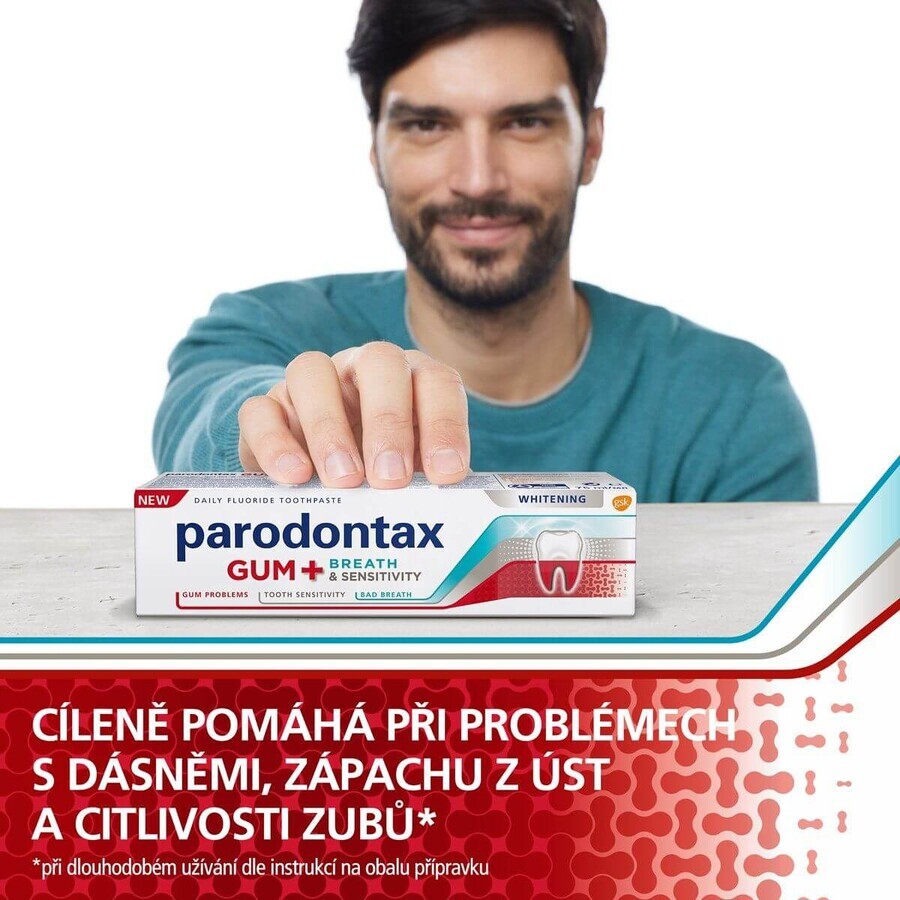 Parodontax White DUO pentru gingii, respirație și dinți sensibili, albire 2 x 75 ml