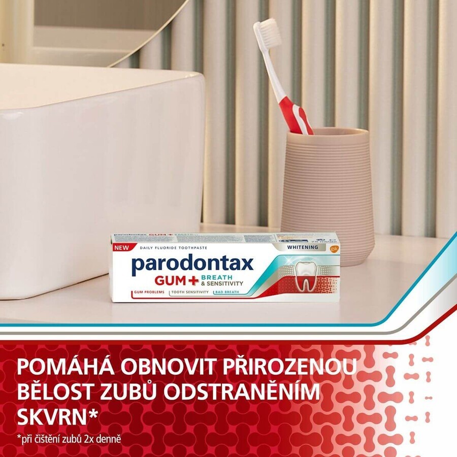 Parodontax White DUO pentru gingii, respirație și dinți sensibili, albire 2 x 75 ml