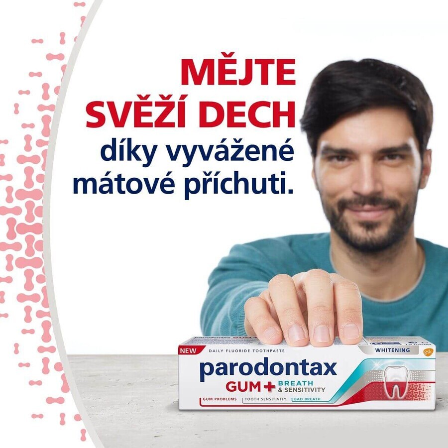 Parodontax White DUO pentru gingii, respirație și dinți sensibili, albire 2 x 75 ml