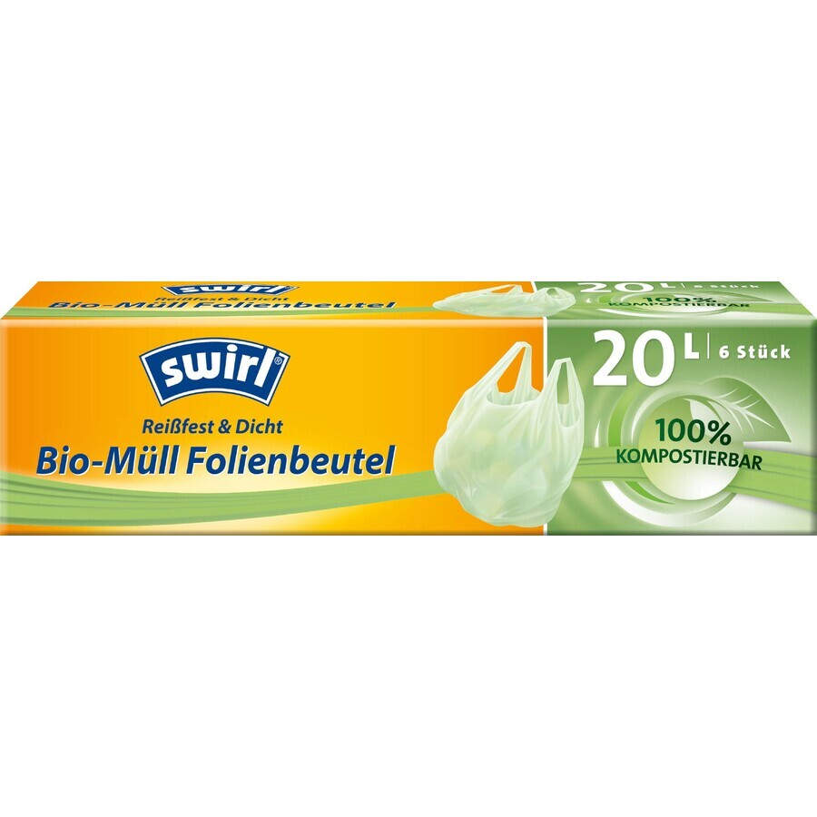 Saci compostabili Swirl BIO cu urechi 6 x 20 l