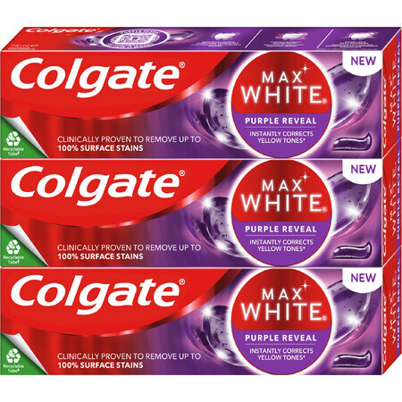 Dentifrice blanchissant Colgate Max White Purple Reveal 3 x 75 ml