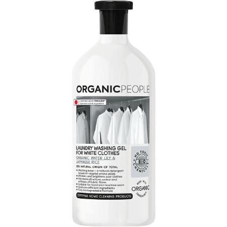 Organic People Eco gel de rufe pentru lenjerie albă, nufăr și orez japonez 1000 ml