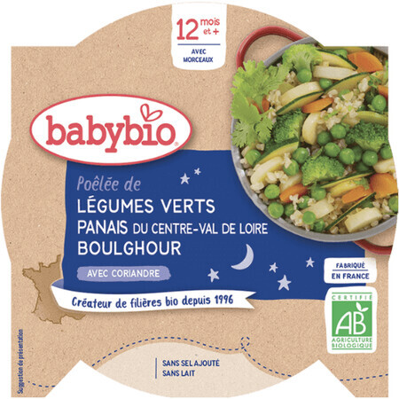 Menu Babybio Good Night Légumes verts, panais et boulgour à la coriandre 230 g