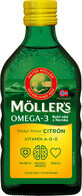 Mollers Omega 3 Fish Oil, ulei de ficat de cod cu aromă de lăm&#226;ie 250 ml