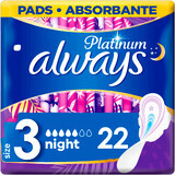 Șervețele sanitare Always Platinum night (mărimea 3) cu aripi 22 buc