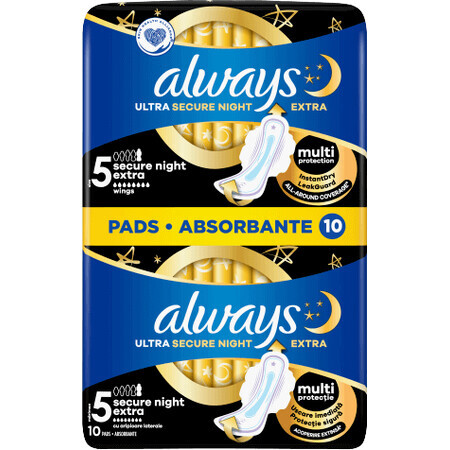 Always Ultra Sanitary Pads Secure Night Extra met vleugels 10 stuks