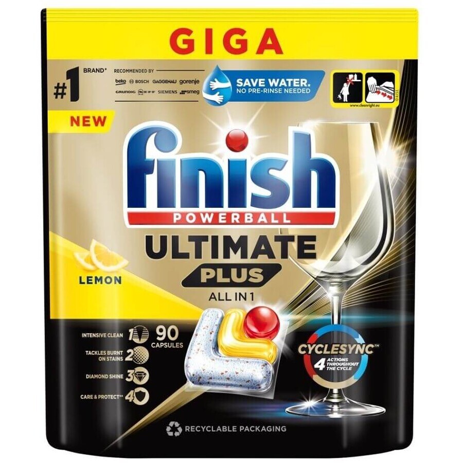 Finish Ultimate Plus All in 1 Lemon 90 buc