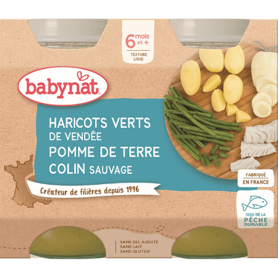 Babybio menu potatoes and green beans with sea pike 2 x 200 g