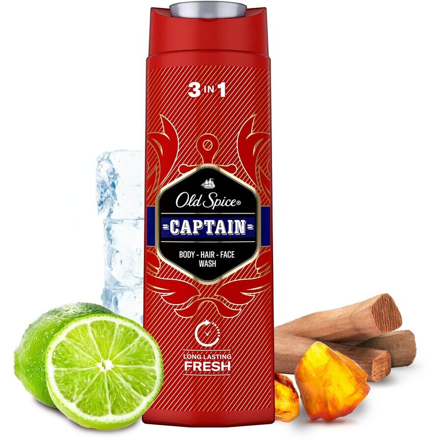 Old Spice Captain Gel de ducha y champú con notas de sándalo y cítricos 400 ml