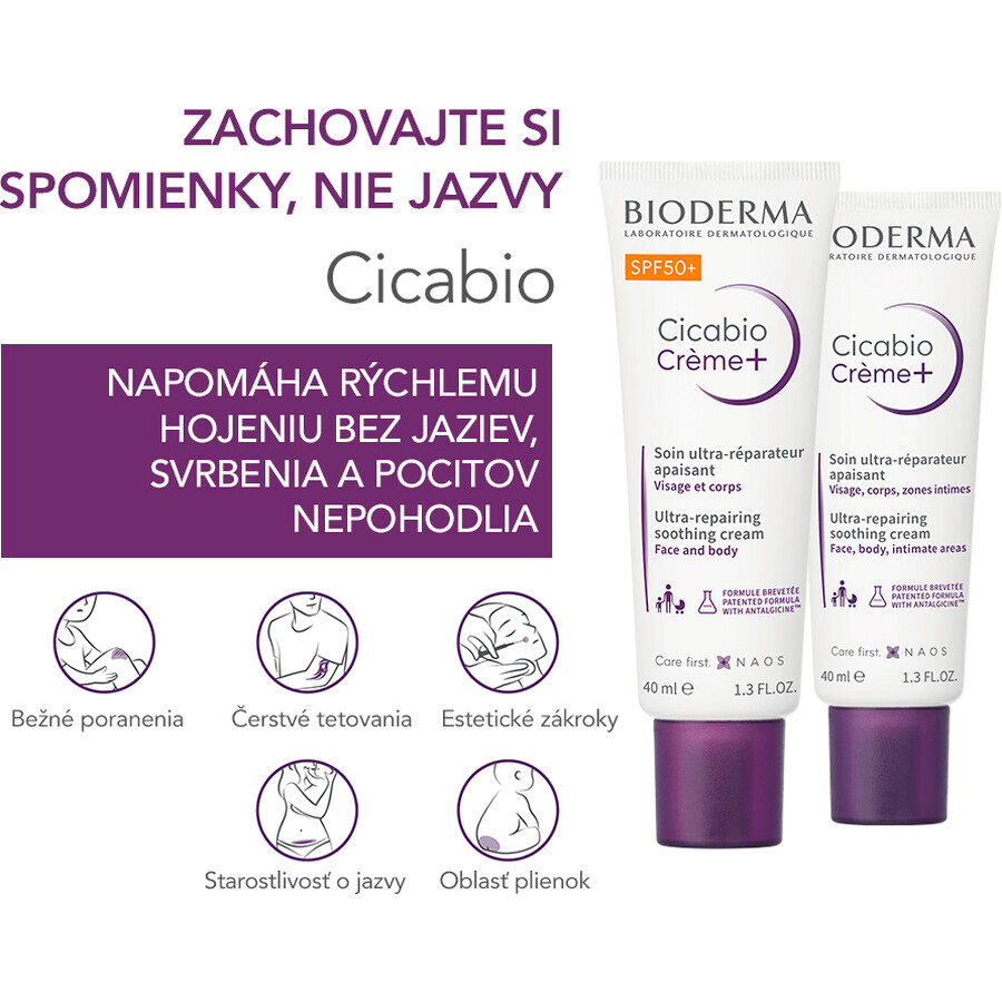 Bioderma Cicabio Creme+ SPF 50+ beruhigende und regenerierende Creme 40 ml