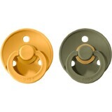 Fopspenen van gekleurd natuurrubber BIBS - , maat 1, Honey Bee/Olive 2 stuks