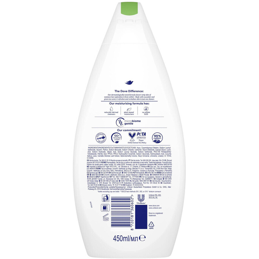 Dove Gel doccia rinfrescante al cetriolo 450 ml