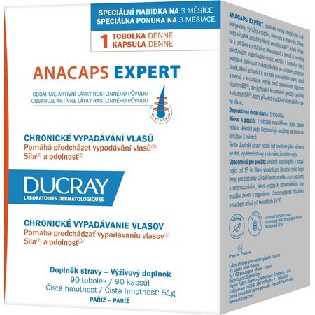 Ducray Anacaps Expert - caída crónica del cabello 90 cápsulas