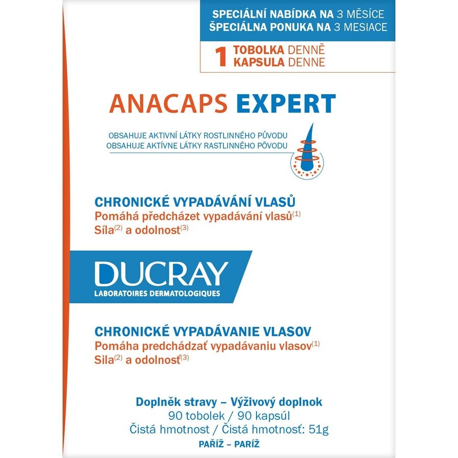 Ducray Anacaps Expert - caída crónica del cabello 90 cápsulas