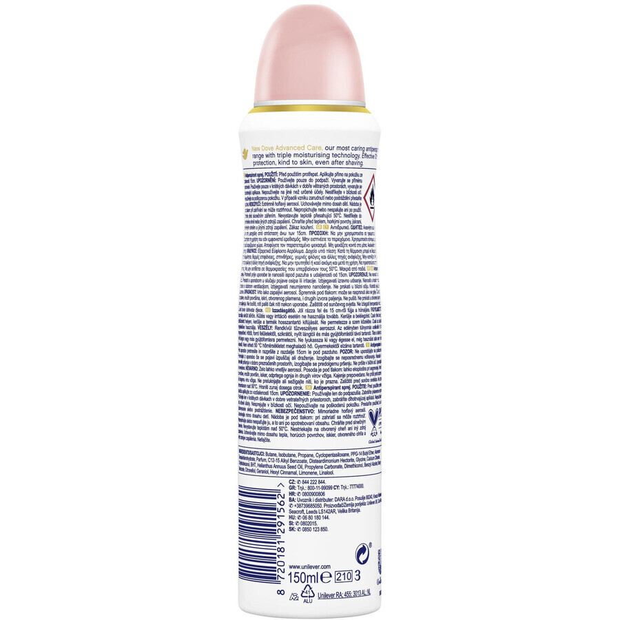 Spray antiperspirant Dove Advanced care Invisible care 150 ml