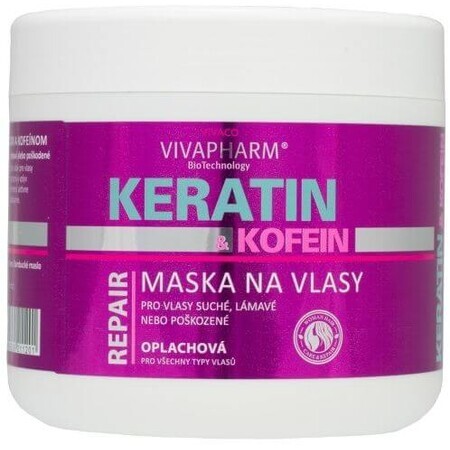 Vivapharm Masque capillaire à la kératine avec caféine - rinçage 600 ml