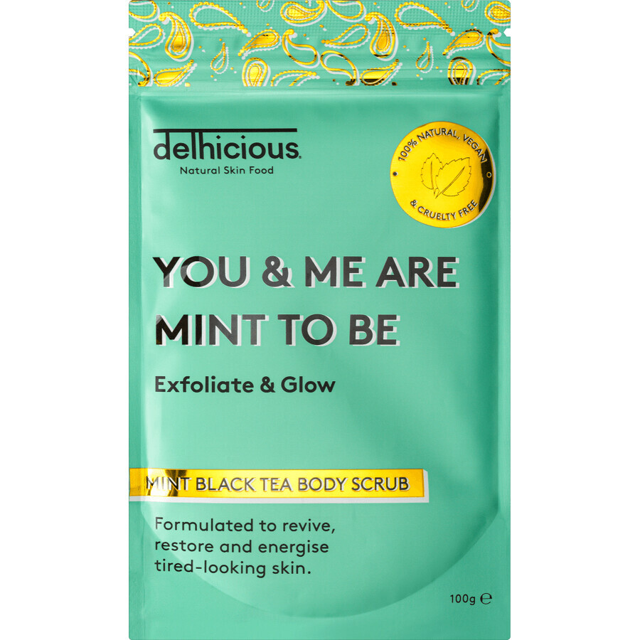 Delhicious Black Tea Body Scrub Mentă 100 g