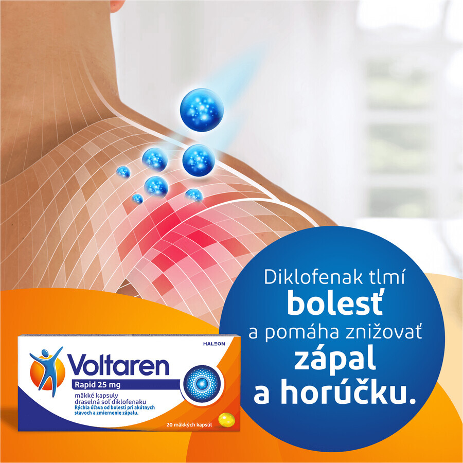 Voltaren Rapid 25 mg capsule moi pentru ameliorarea rapidă a durerii cu efect antiinflamator 20 capsule moi