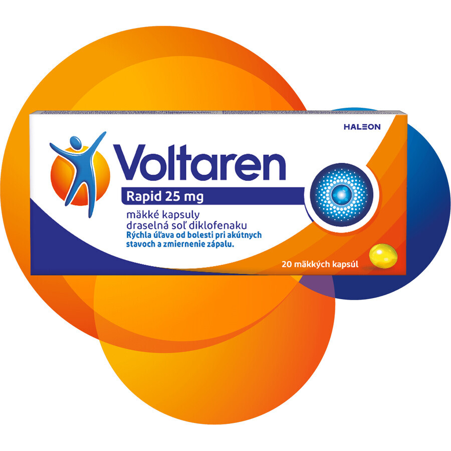 Voltaren Rapid 25 mg capsule moi pentru ameliorarea rapidă a durerii cu efect antiinflamator 20 capsule moi