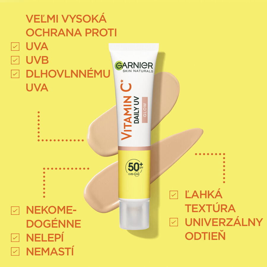 Garnier Skin Naturals Vitamina C Fluido quotidiano illuminante UV SPF 50+ bagliore, 40 ml