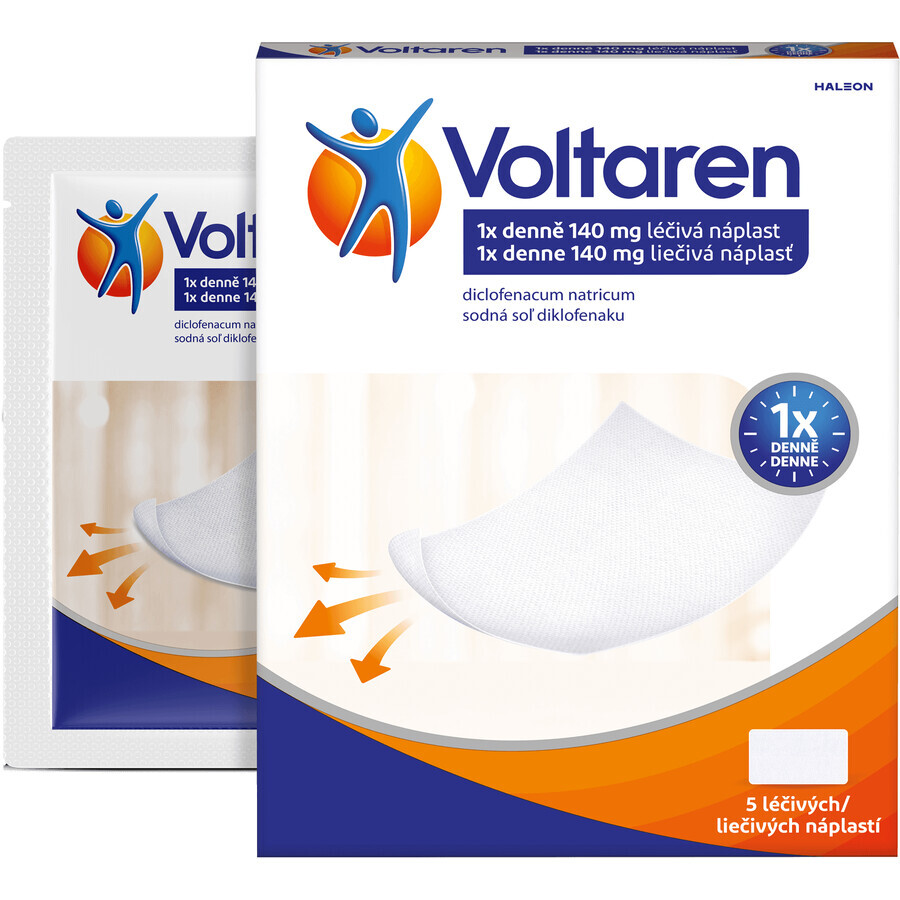 Plasture medicinal Voltaren 1x pe zi pentru dureri de spate, musculare și articulare 5 buc