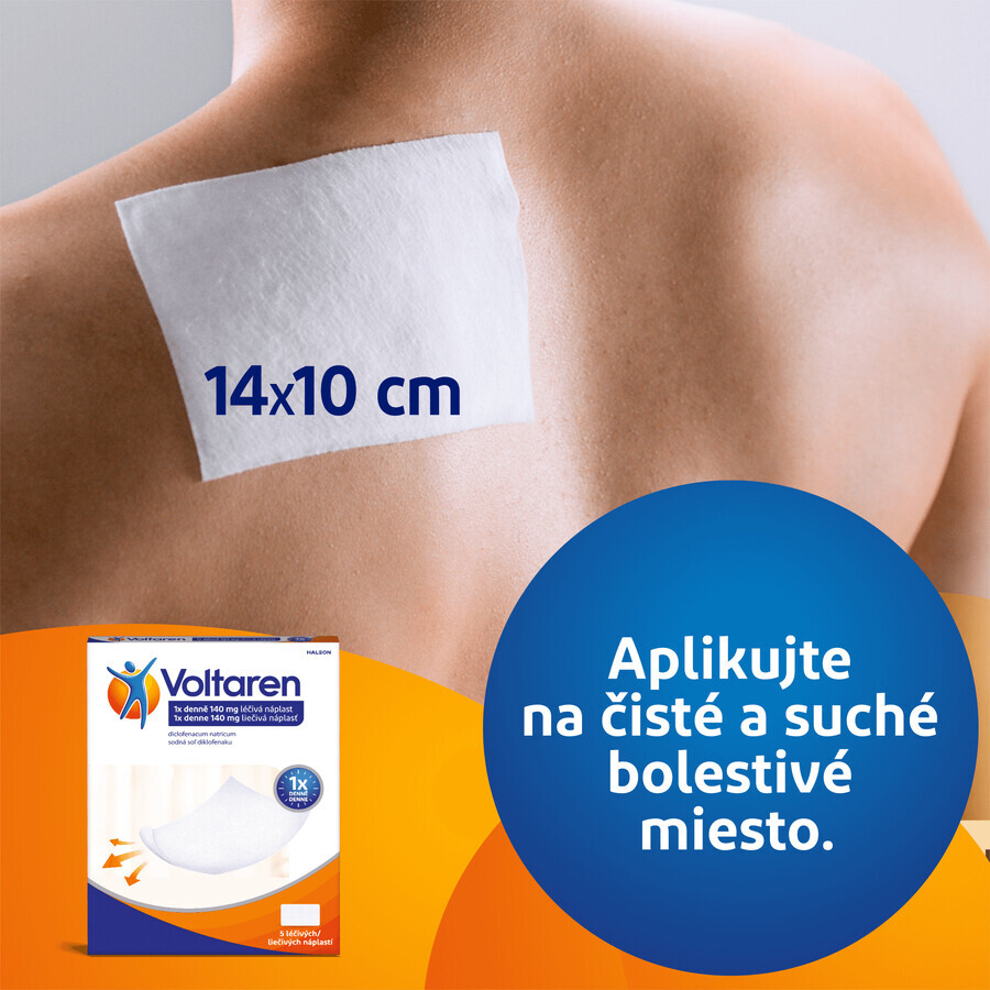 Plasture medicinal Voltaren 1x pe zi pentru dureri de spate, musculare și articulare 5 buc