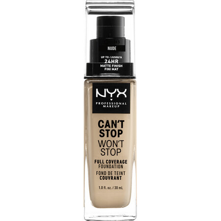 NYX Professional Makeup Can't Stop Won't Stop 24 hour Foundation Fard de machiaj cu acoperire ridicată - 6.5 Nude 30 ml