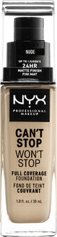 NYX Professional Makeup Can&#39;t Stop Won&#39;t Stop 24 hour Foundation Fard de machiaj cu acoperire ridicată - 6.5 Nude 30 ml