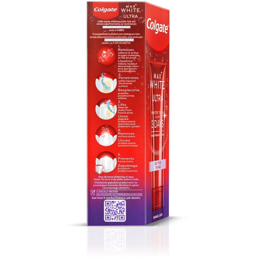 Colgate Max White Ultra Active Foam, pastă de dinți de albire 50 ml