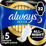 Always Ultra Secure Night Extra Sanitary Pads (mărimea 5) cu aripi 32 buc