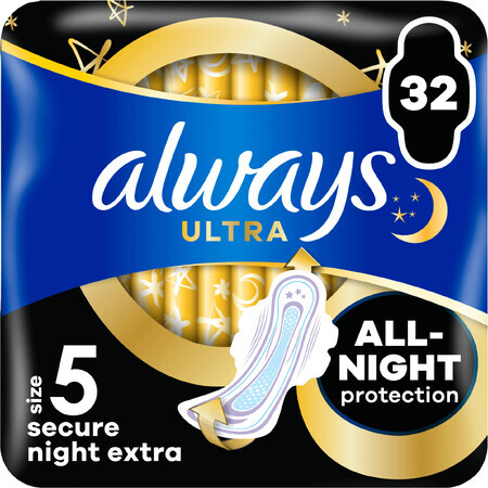 Always Ultra Secure Night Extra assorbenti igienici (taglia 5) con ali 32 pz.