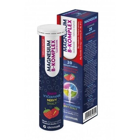 Glenmark Magnésium B-complex - goût fraise 12 x 20 comprimés effervescents