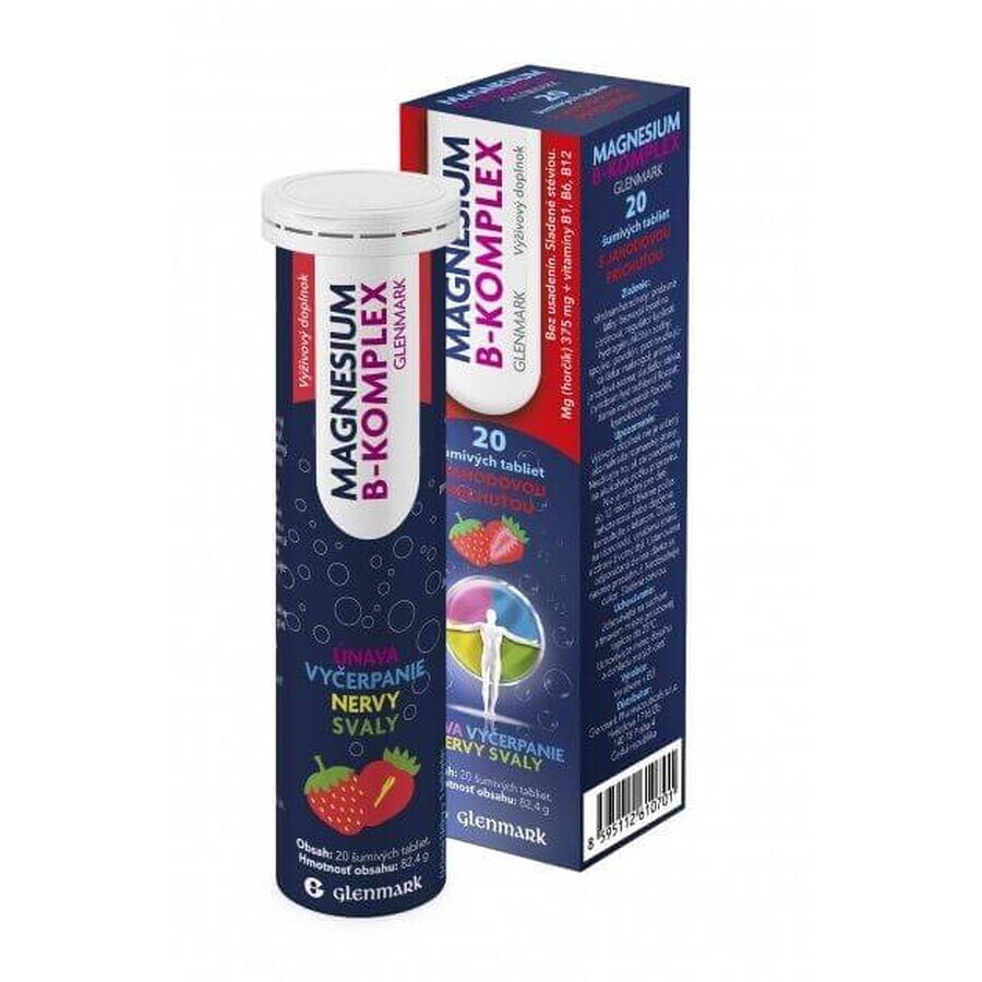 Glenmark Magnésium B-complex - goût fraise 12 x 20 comprimés effervescents