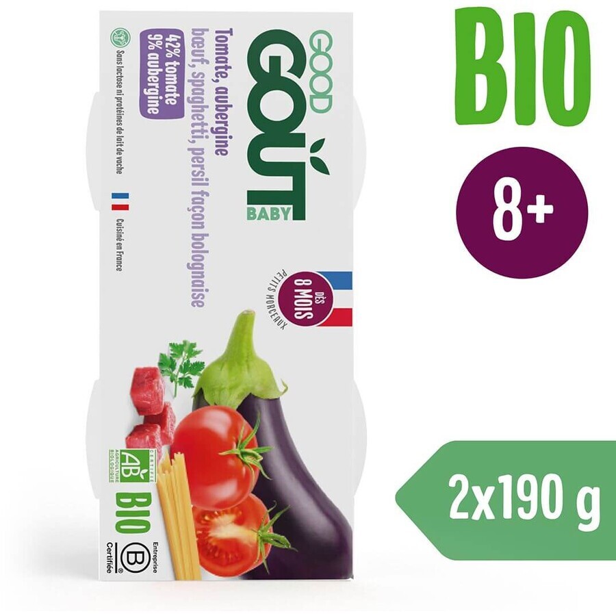 Good Goût Bio-Spaghetti mit Aubergine und Rindfleisch 2 x 190 g