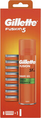 Cap de bărbierit Gillette Fusion5 pentru bărbați 8 buc + Gillette Fusion5 Ultra Sensitive 200ml 9 buc