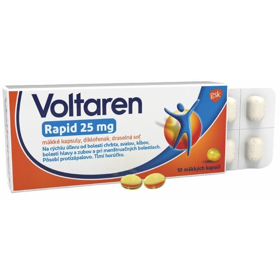 Voltaren Rapid 25mg ameliorare rapidă a durerilor de spate 10 capsule moi