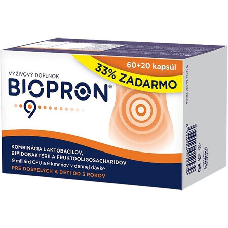 Biopron 9 Combinatie van lactobacillen, bifidobacteriën en fructooligosachariden 80 capsules