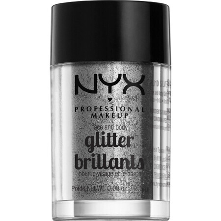 NYX Professional Makeup Face & Body Glitter Glitter - Argint 2,5 g