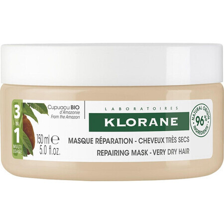 Klorane Mascarilla nutritiva y reparadora con manteca de Cupuaçu bio - para cabellos muy secos, dañados y frágiles 150 ml