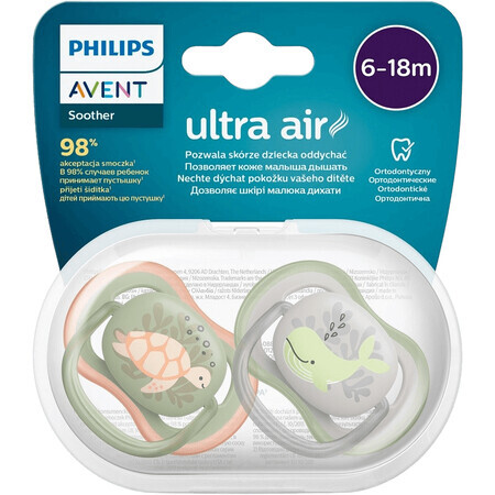 Philips Avent Ultra Air Sucette Philips Avent Ultra Air Grande Sucette 6-18m Garçon 2 pcs