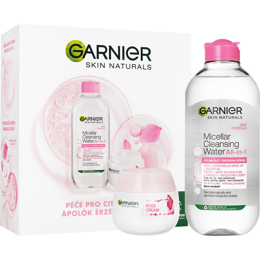 Garnier Skin Naturals Rose Christmas Package 2023 - cremă + apă micelară