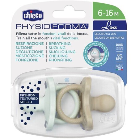 Schnuller Chicco Physio luxe grün/grau 6-16m 2 Stück