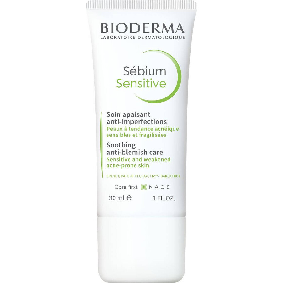 Bioderma Sébium Sensitive cremă calmantă și hidratantă pentru pielea cu tendință acneică 30 ml